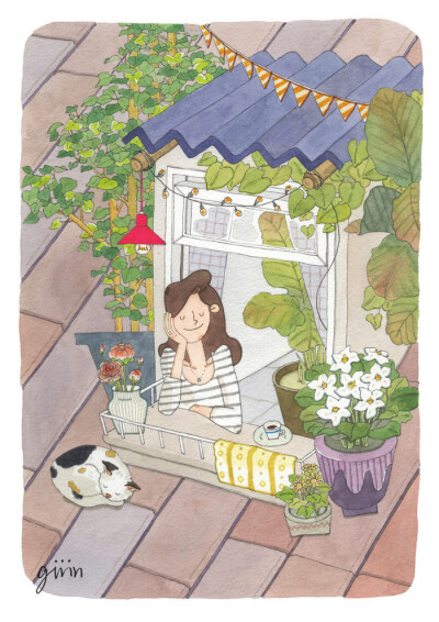 nap_in_your_garden 水彩插画 By giiin