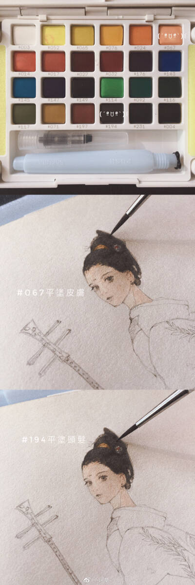 【分享一個畫頭部的小過程】
#手繪插畫教程#（作者：@-阿莘- ） ?