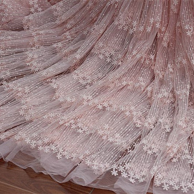 定制
OS1甜美粉色本白色牛奶丝网纱刺绣布料面料 裙子服装窗帘婚纱辅料