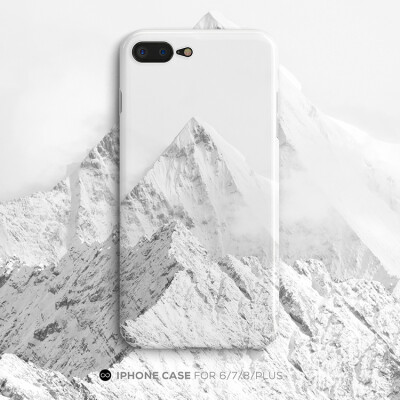 雪山简约文艺iphone8手机壳苹果7 6s plus保护套全包磨砂超薄软壳