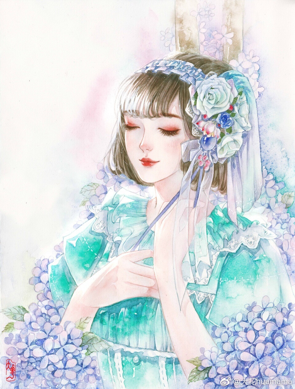 〔 水彩美人 〕作者' 大花huamama