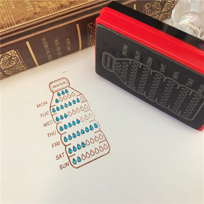 手帐之家八杯水体重记录光敏印章手帐盖章创意diy打卡印章图章