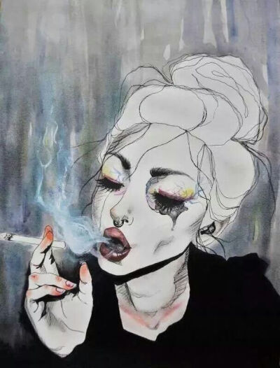 Harumi Hironaka，日本插画家，作品多以女孩为主,用简练的线条和浓郁的水彩,刻画出了她们叛逆十足的一面.