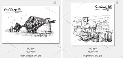 铅笔水彩国外建筑手绘风景钢笔临摹线稿jpg AI PNG临摹素材18