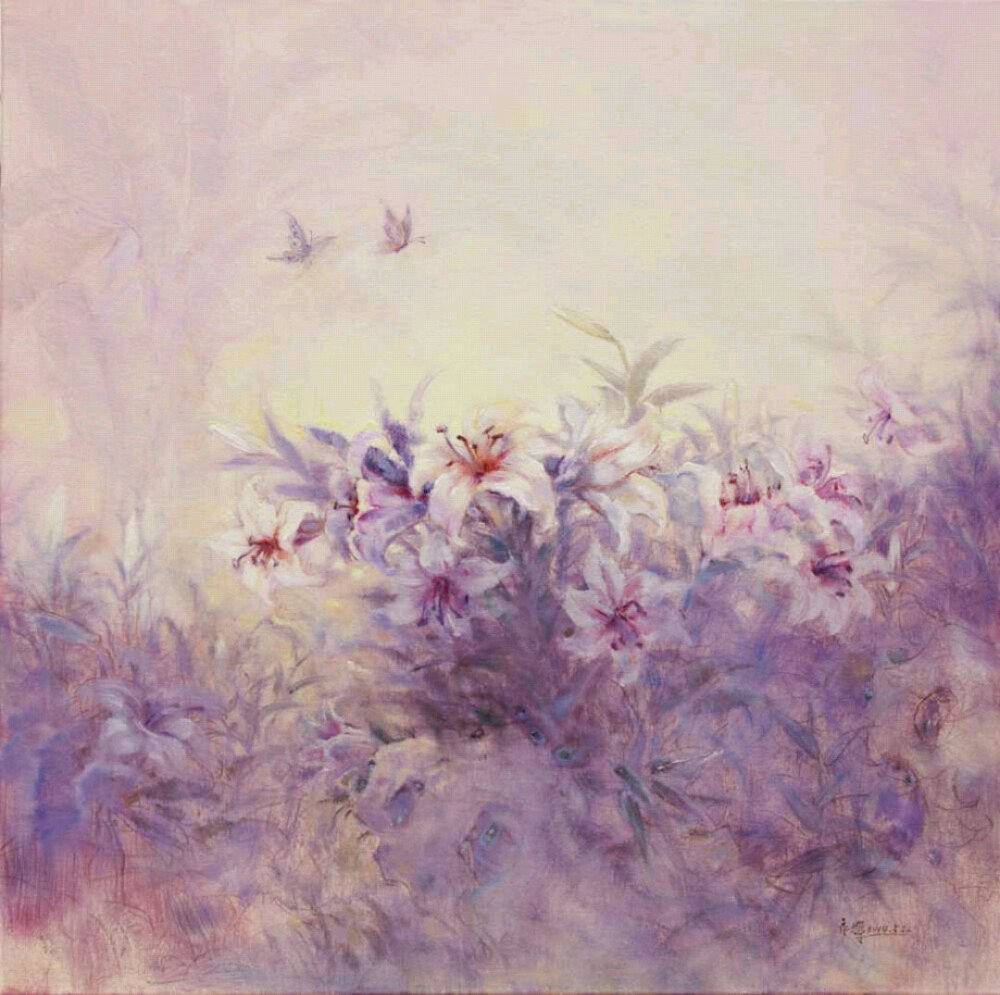 当代艺术油画《花香》100×100cm