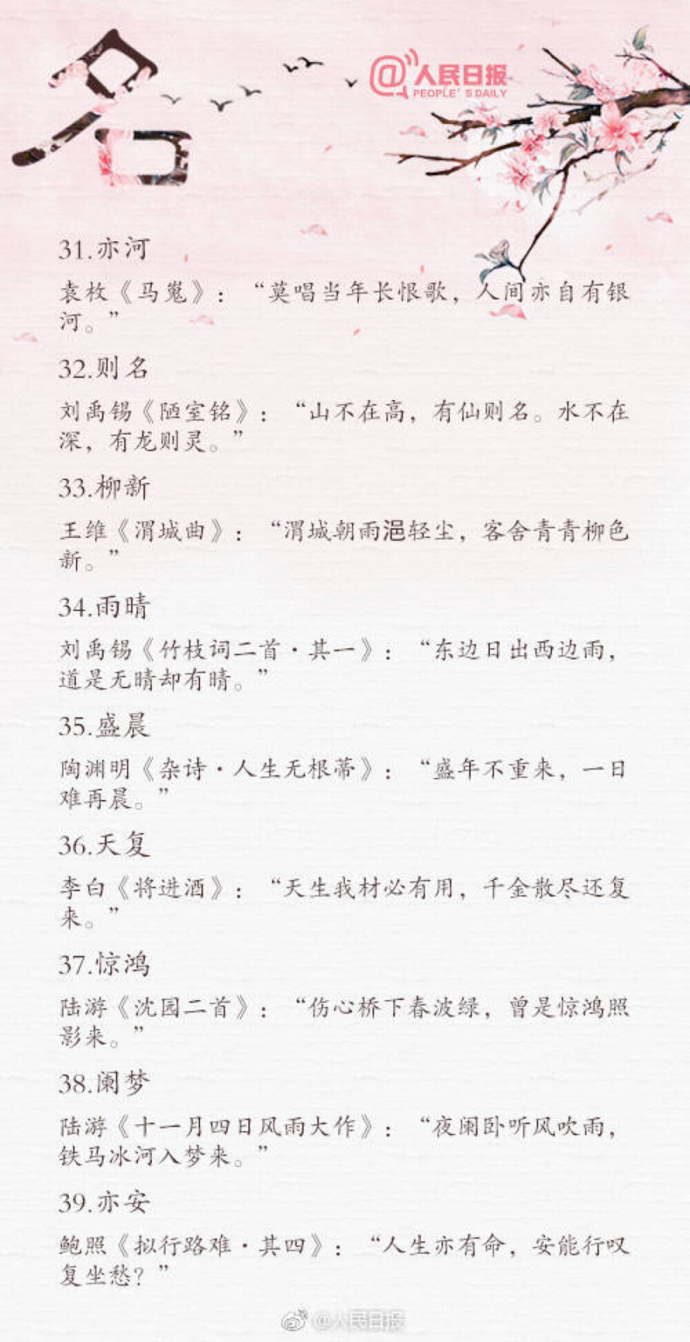 诗词中的绝美名字❤
Cr.人民日报