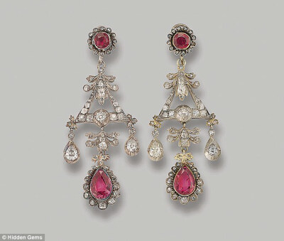 The real deal: Princess Margaret's ruby and diamond girandole earrings