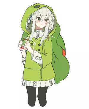 旅行青蛙 金平糖 草莓味 拟人  白发少女  闺女  萌 养蛙 双马尾 二次元