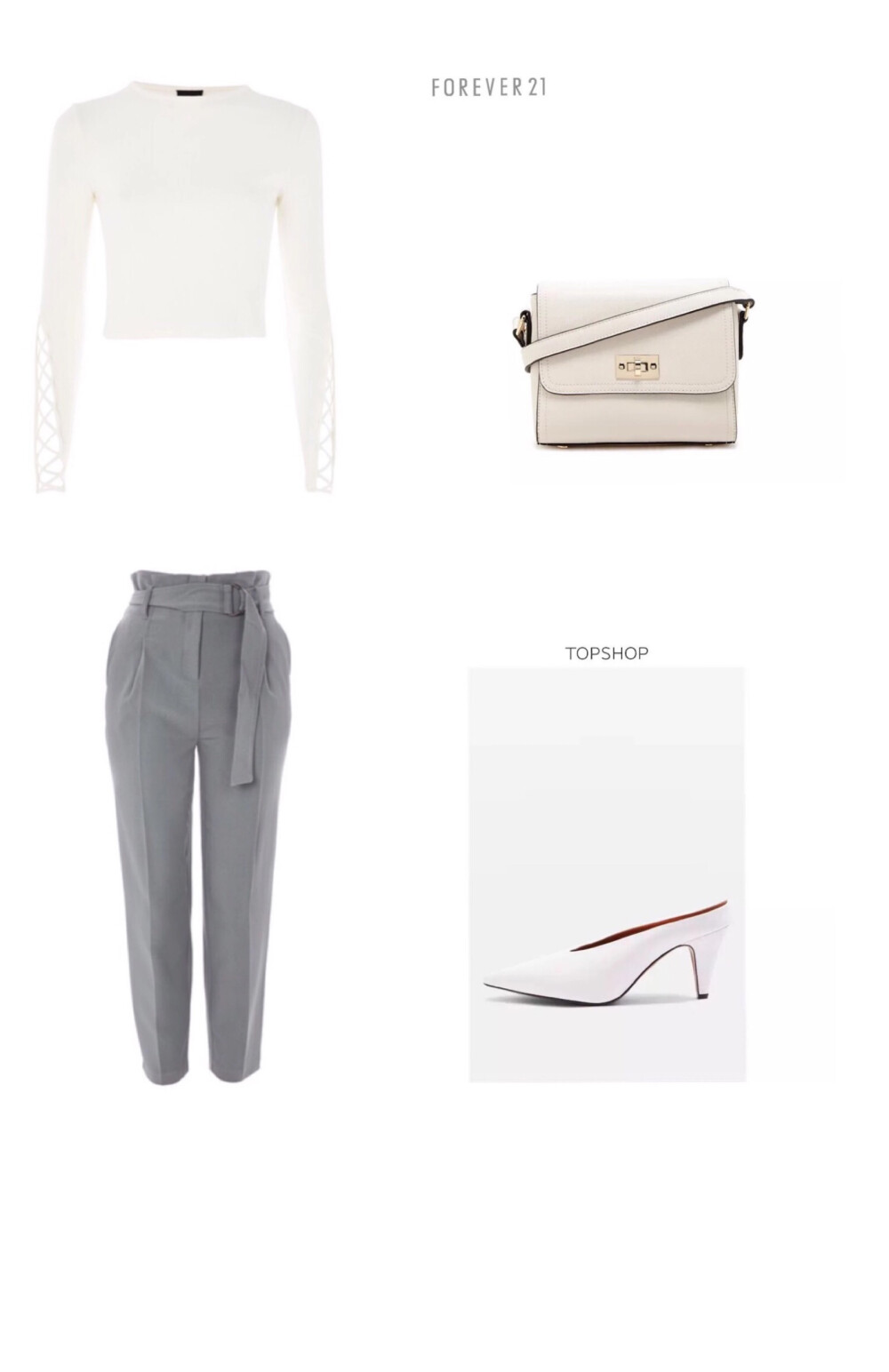 Top:Topshop/Bottoms:Topshop/Bag:Forever 21/Shoes:Topshop