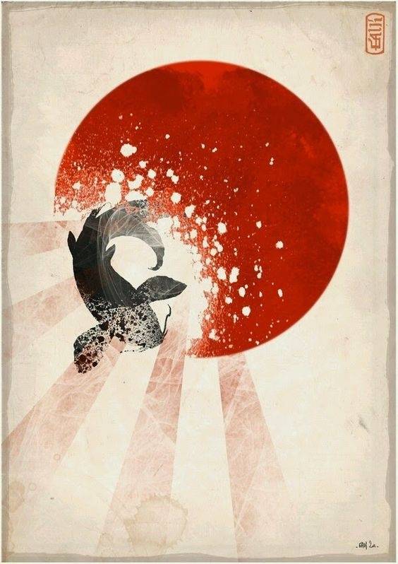 国旗元素（红白色与圆形）在日本海报设计中的应用