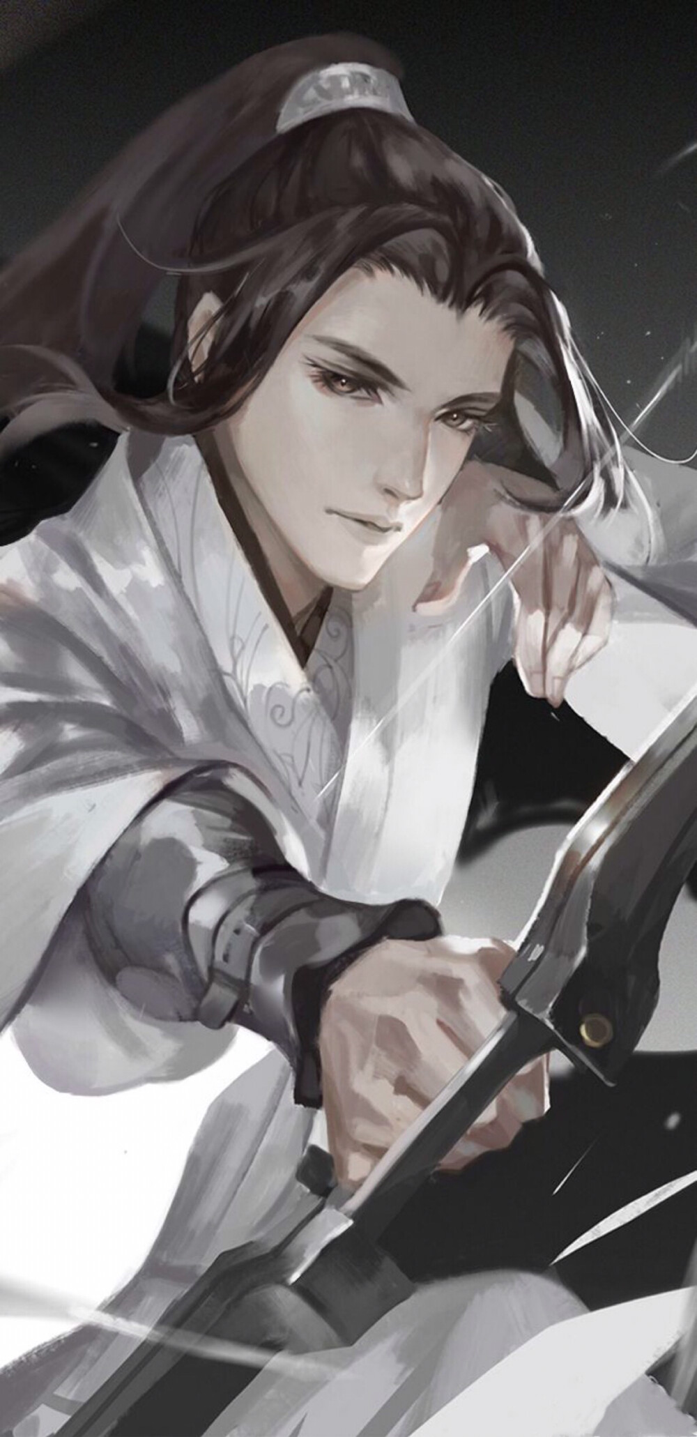 手绘古风持武器男子