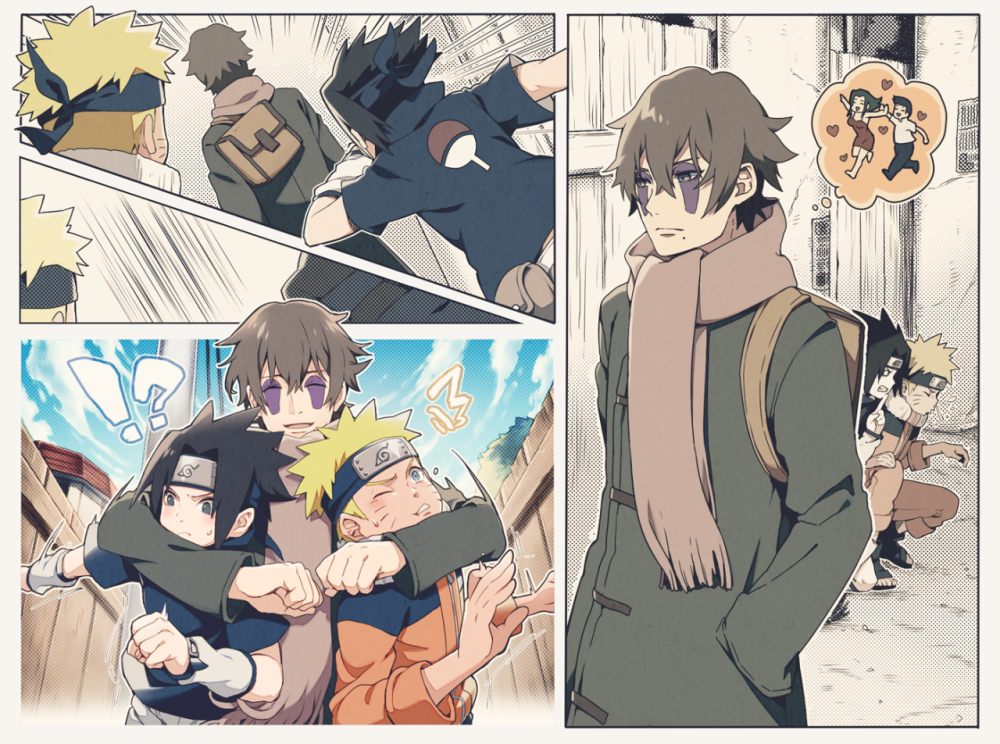 旗木卡卡西佐助鸣人卡卡西班火影忍者动漫二次元插画