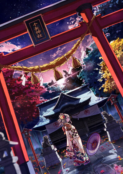 神社 绘师：十矢（pixiv id=308363） 本作品pixiv id=36536114