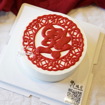 中国风蛋糕 剪纸图案 福字蛋糕