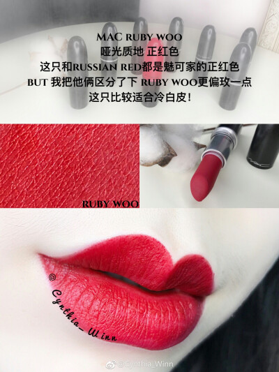 MAMAC 魅可 口红热门色合集
—— chili、mocha、party line、cockney、ruby woo、lady danger、d for danger、russian red
@cynthia_Winn