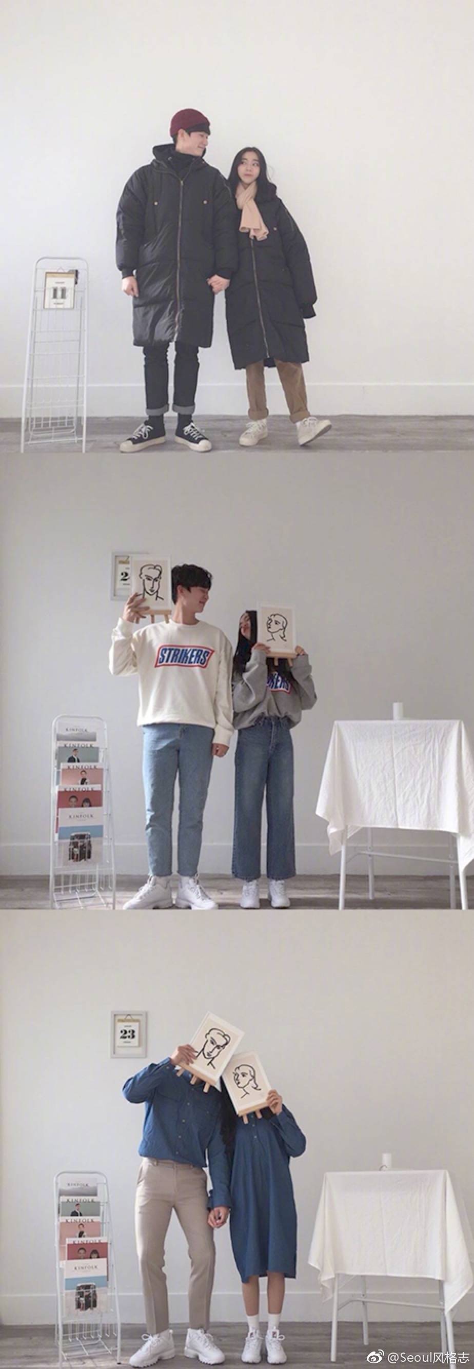 同色系的couple look
简约又有爱的情侣装搭起来！ ​​​