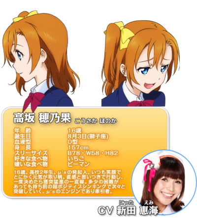 高坂穗乃果
cv：新田惠海