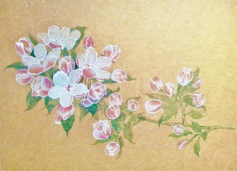 自己画的水彩在牛皮纸上画的