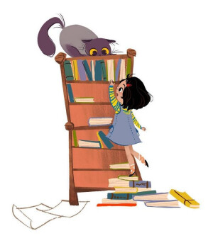 女孩 猫咪 插画 zhazhaART