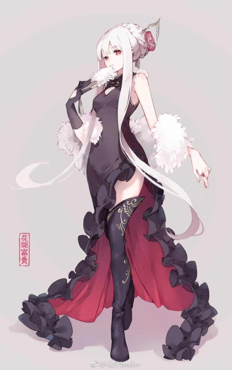 少女前线 kar98k 德皇 旗袍 少女 女王 贺新春 插画 彩绘 二次元 侵删致歉