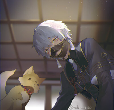 お題箱より「刀剣乱舞の鳴狐が上から覗きこんでくるシーン」
ありがとうございました！