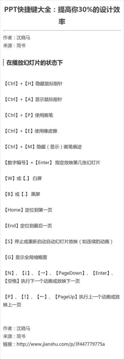 PPT快捷键大全：提高你30%的设计效率 ​​​​（转侵删。）