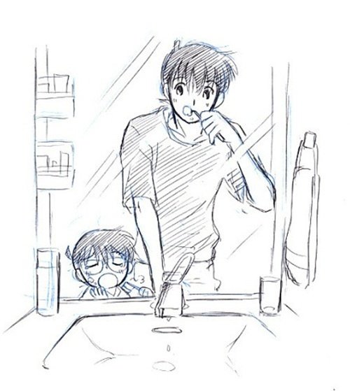 晚上漱口的动作之后，伴随着一天的结束。