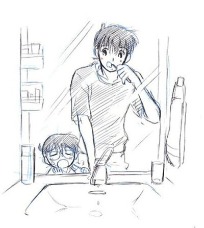 晚上漱口的动作之后，伴随着一天的结束。