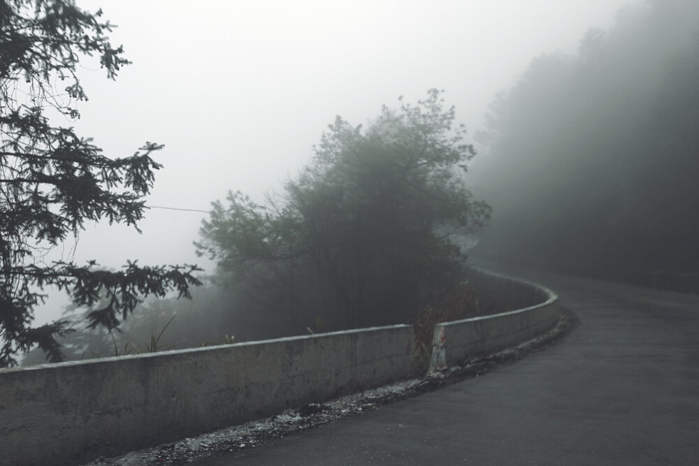 南皋山。雨雾