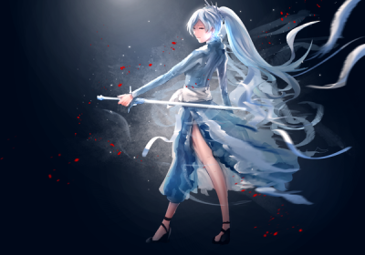 Anime picture 2500x1750 with
rwby
rooster teeth
weiss schnee
anonamos701
single
highres
white hair
standing
ponytail
holding
very long hair
profile
full body
glowing
hig…