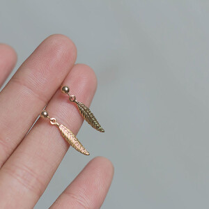 EASY CHIC金色翅膀美国进口14K包金耳 简约冷淡风耳饰女 百搭气质