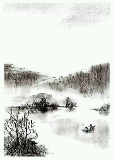 古风素材，中国风复古，背景，山水，亭台楼阁，江南，泼墨，唯美浪漫插画，摄影，图网侵删