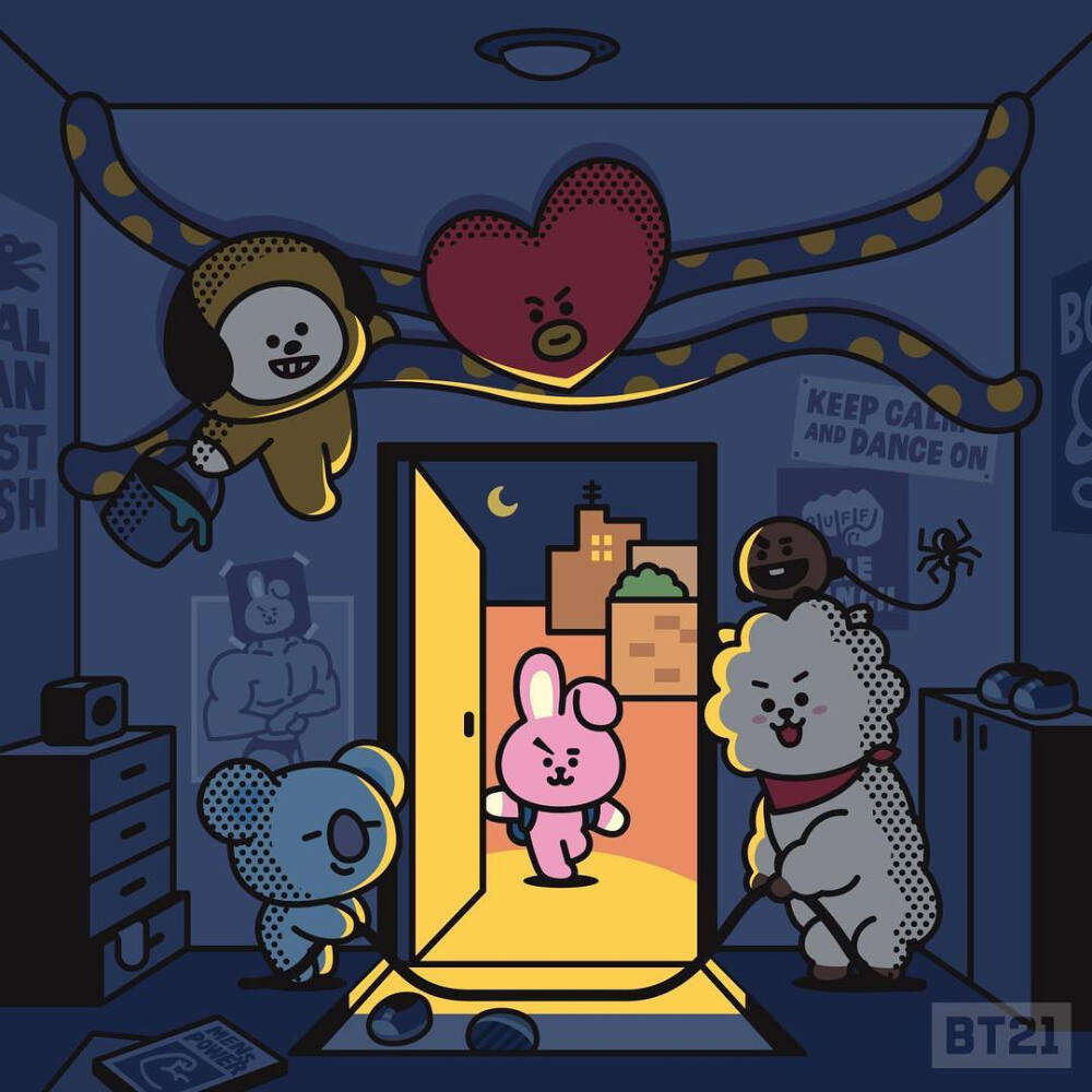 BT21
Van Koya RJ Shooky Mang Chimmy TATA Cooky