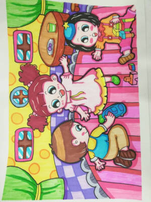 儿童画 主题画  丹尼索儿童画   手绘  人物画   