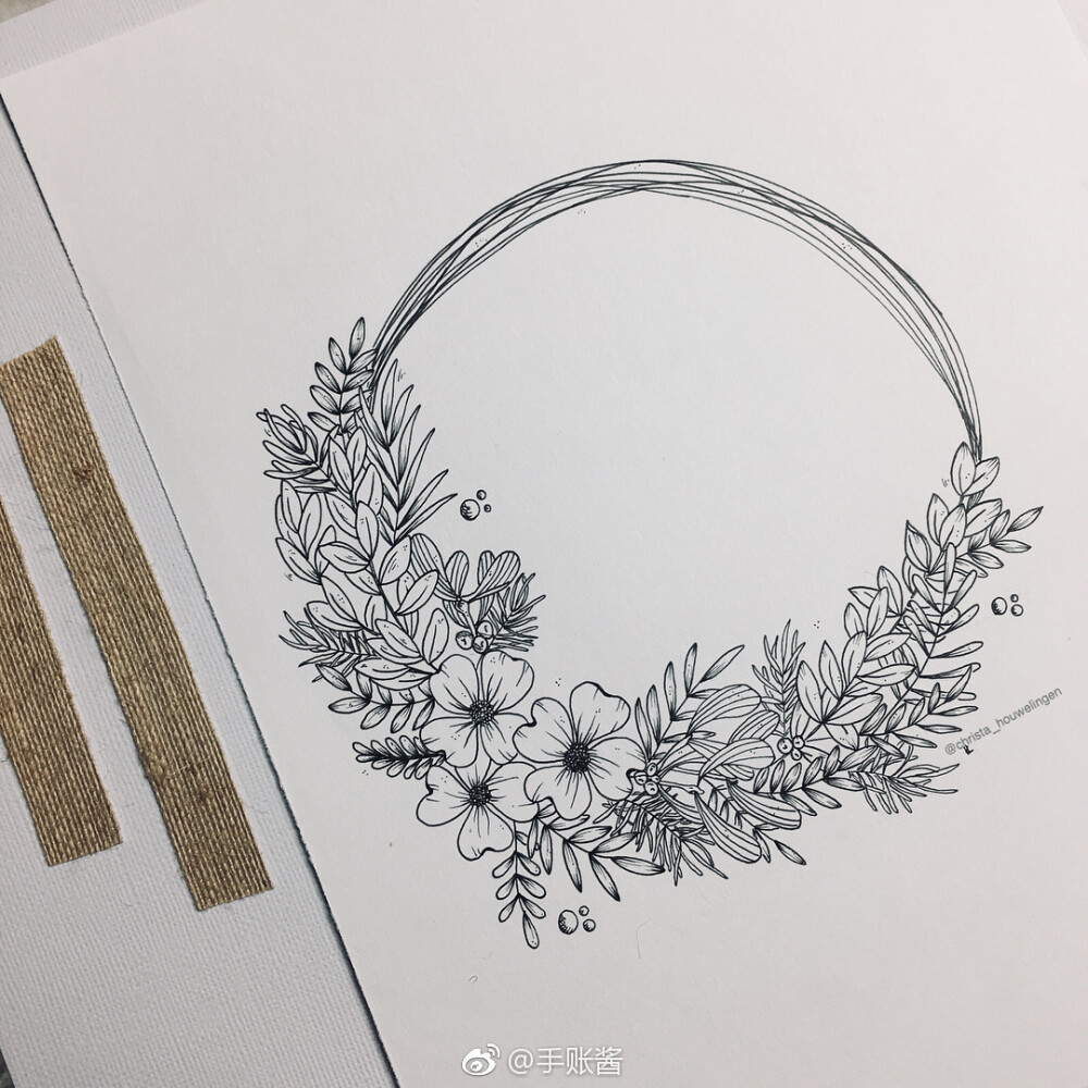 黑白画，花卉