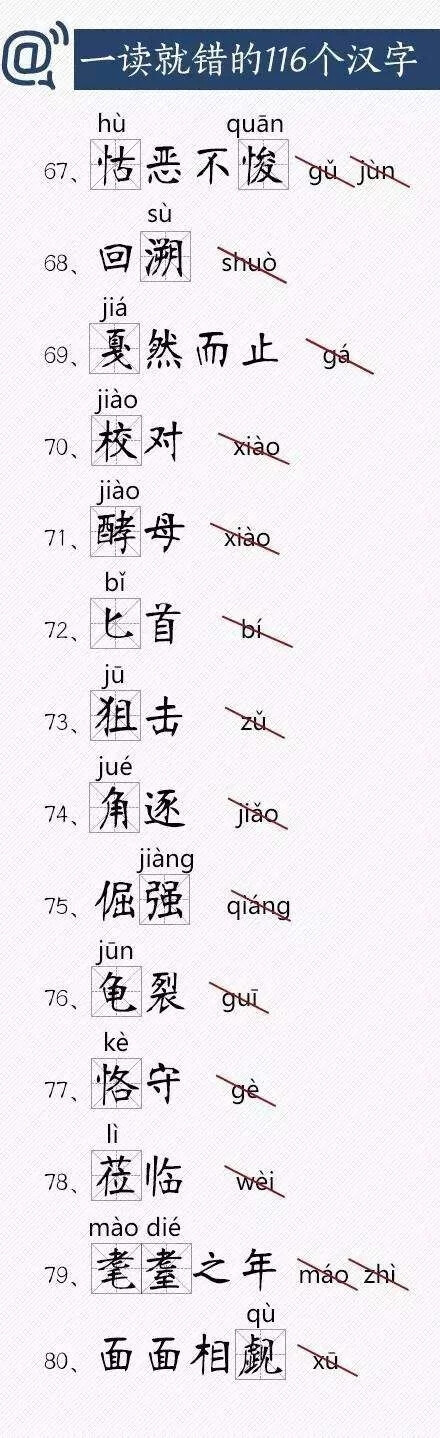 116个容易读错的汉字√