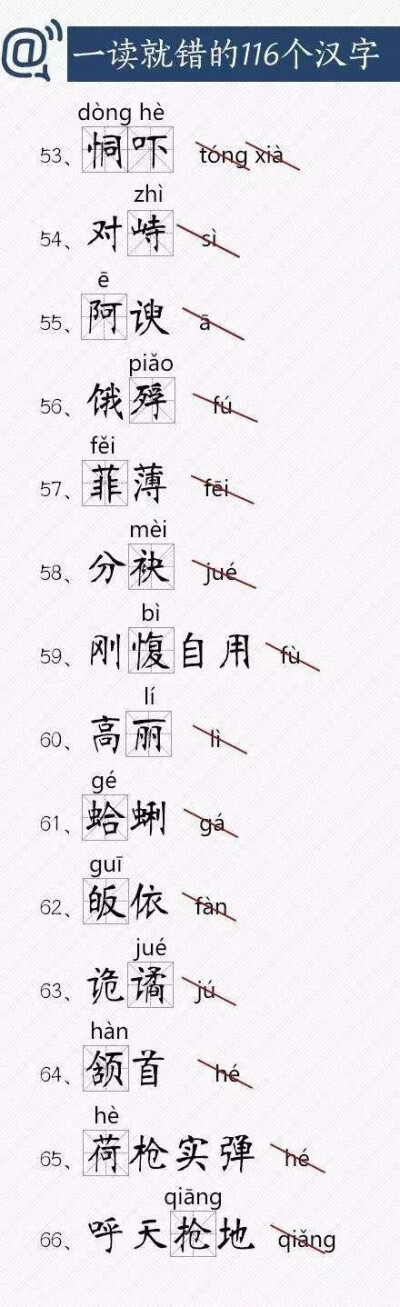 116个容易读错的汉字√