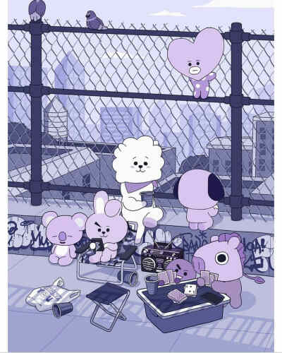 BT21
Van Koya RJ Shooky Mang Chimmy TATA Cooky