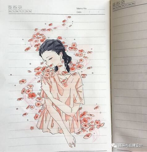 水彩
笔记本上的绘画