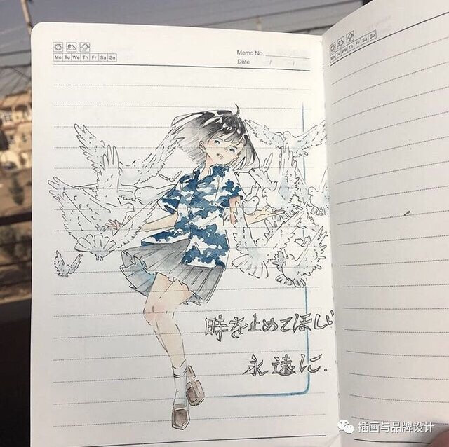 水彩
笔记本上的绘画