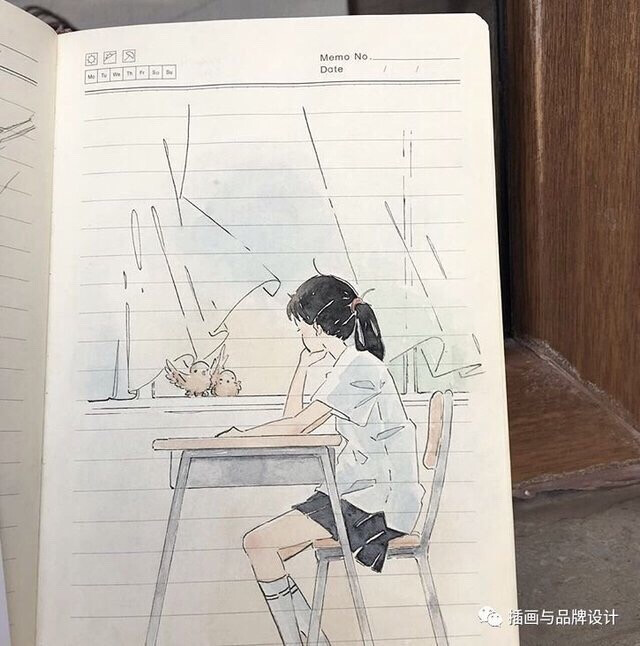 水彩
笔记本上的绘画