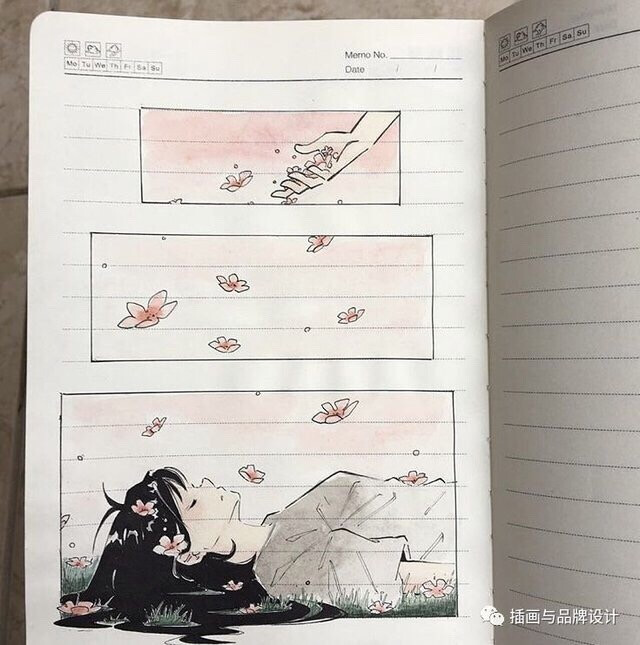 水彩
笔记本上的绘画