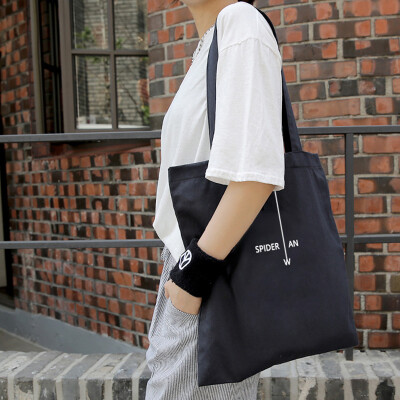 韩国简约字母帆布袋男女文艺单肩帆布包环保袋文艺生帆布袋购物袋