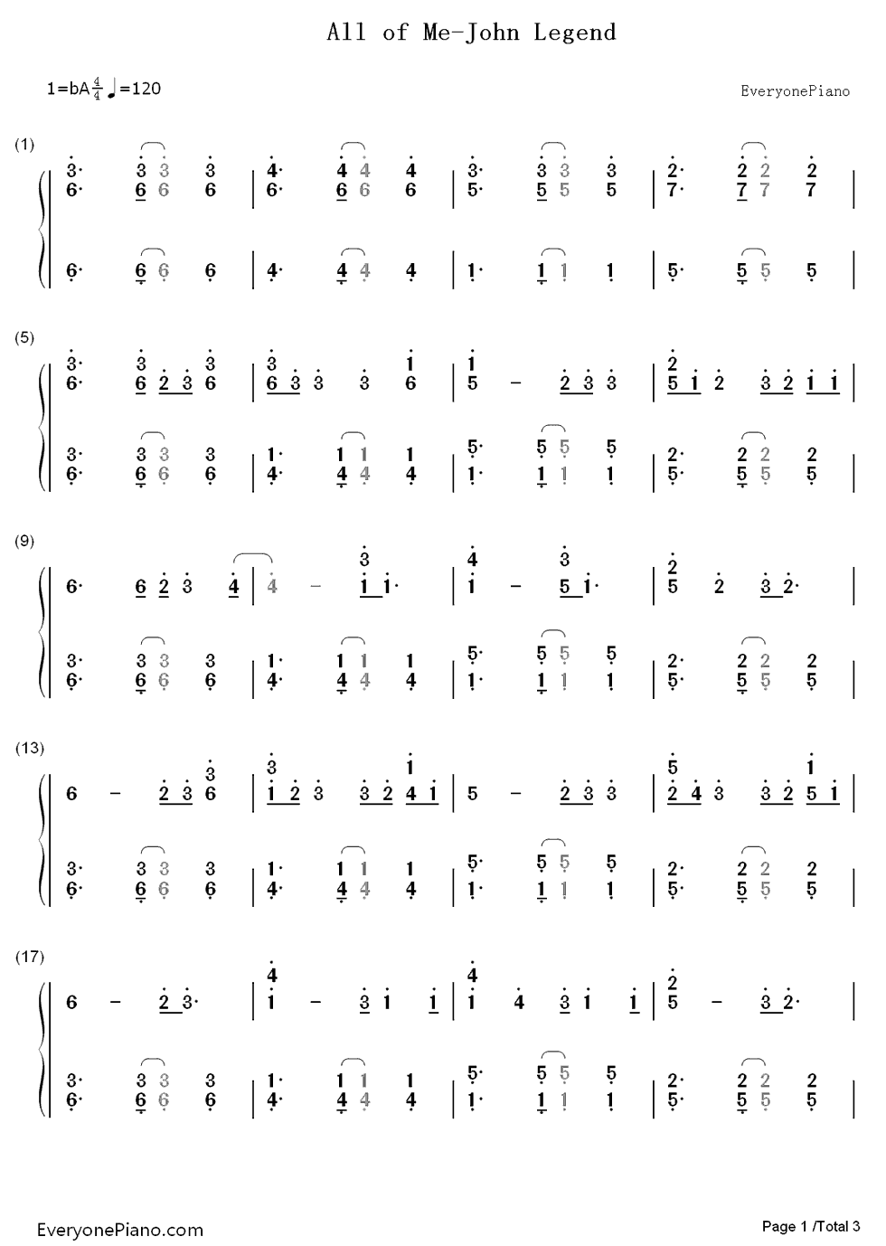 《ALL OF ME》钢琴简谱