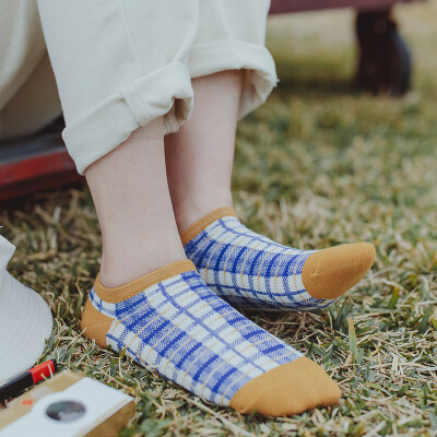 LIFEDIFF 原创自制 三双装春夏季纯棉拼接色短袜女英伦学院风袜子