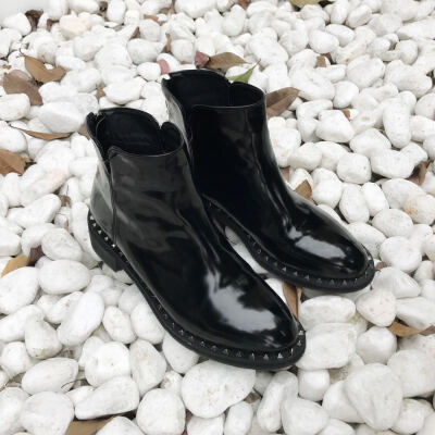 ChieFever Shoes Club 冬季加绒 百搭铆钉 Pu皮/漆皮切尔西靴