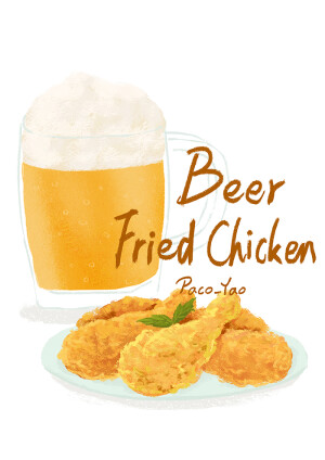Paco_Yao 原创插画 周末选择题：可乐薯片or啤酒炸鸡？