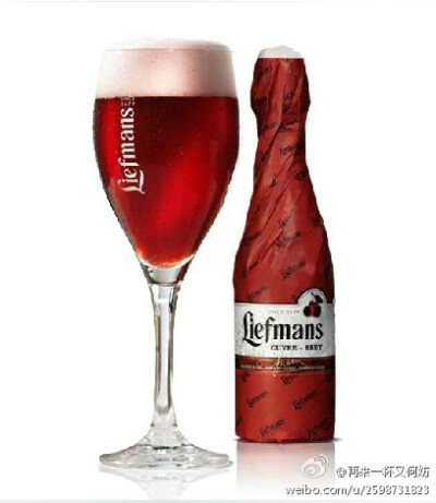 【乐蔓樱桃啤酒Liefmans】来自比利时~酒精含量达6%，属比利时啤酒的较低水平，而且它的原材料使用的是比利时法兰德斯风格的棕色啤酒，这类啤酒以极强的甜味和酸味为主，所以在口味上基本上是棕色啤酒加上樱桃的味道