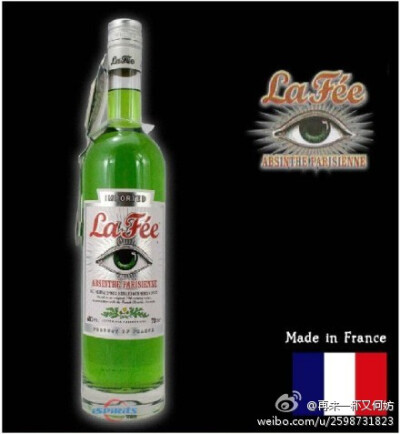 【La Fee 拉菲苦艾酒absinthe】来自法国~La Fée“仙子”苦艾酒是由Green Utopia创立。“仙子”苦艾酒一般度数较高，茴香味很浓，含有艾草成分，巴黎风苦艾酒（Parisienne，一种茴香风味苦艾酒）~