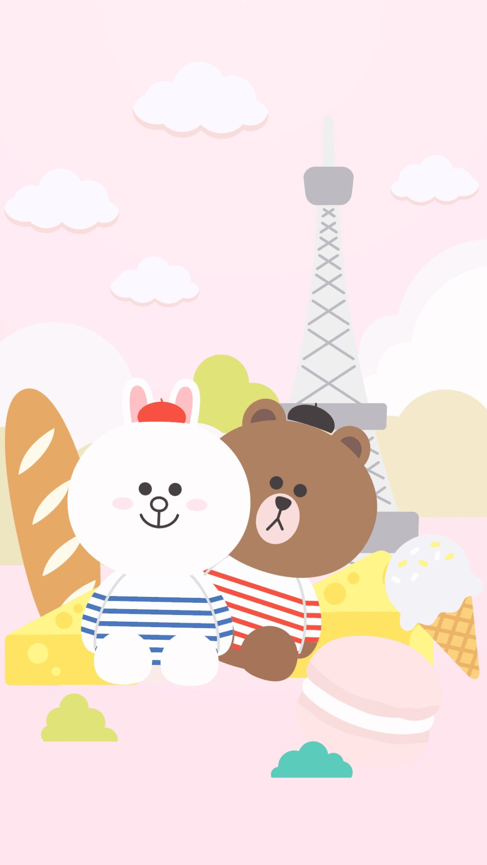 line friends 壁纸 iPhone 可妮兔布朗熊 更多line friends壁纸请关注收藏。